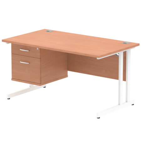 Pace 1400mm Cantilever Straight Desk With Single Fixed Pedestal
