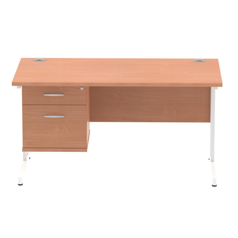 Pace 1400mm Cantilever Straight Desk With Single Fixed Pedestal - Image 2