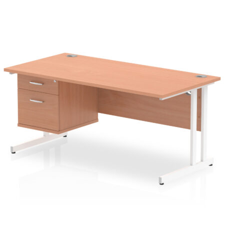Pace 1600mm Cantilever Straight Desk With Single Fixed Pedestal