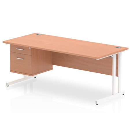 Pace 1800mm Cantilever Straight Desk With Single Fixed Pedestal