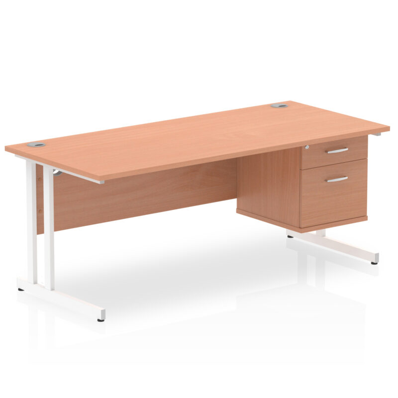 Pace 1800mm Cantilever Straight Desk With Single Fixed Pedestal - Image 2