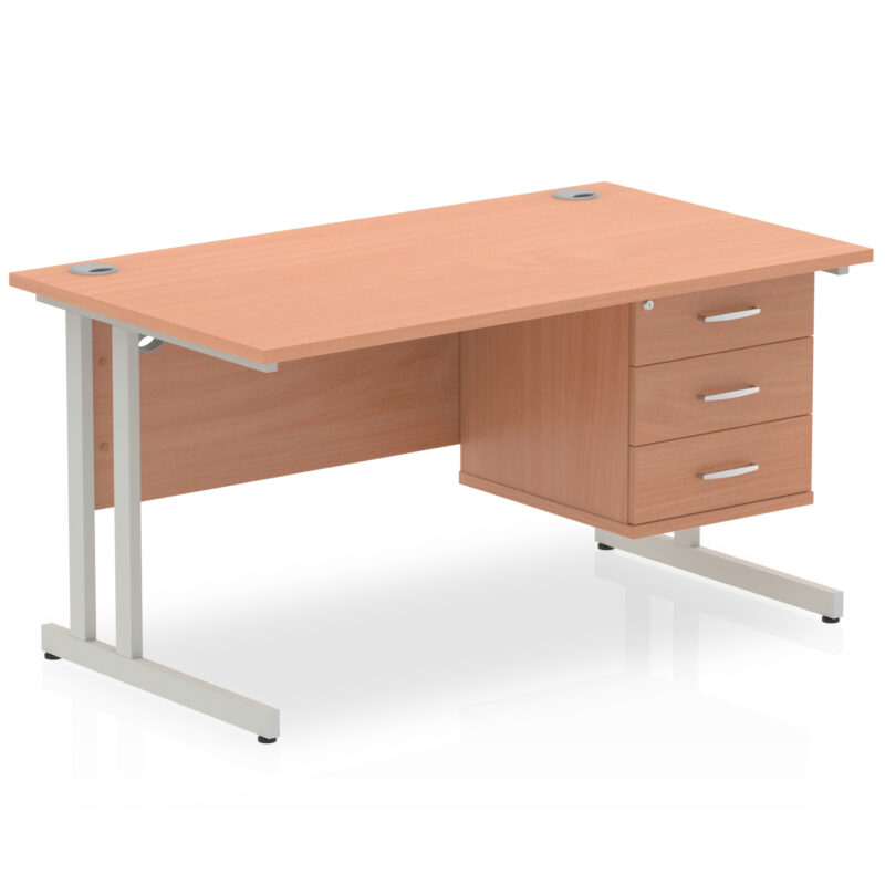 Pace 1400mm Cantilever Straight Desk With Single Fixed Pedestal - Image 69