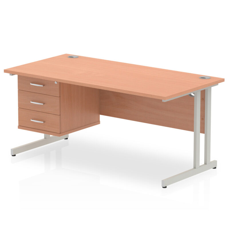 Pace 1600mm Cantilever Straight Desk With Single Fixed Pedestal - Image 25
