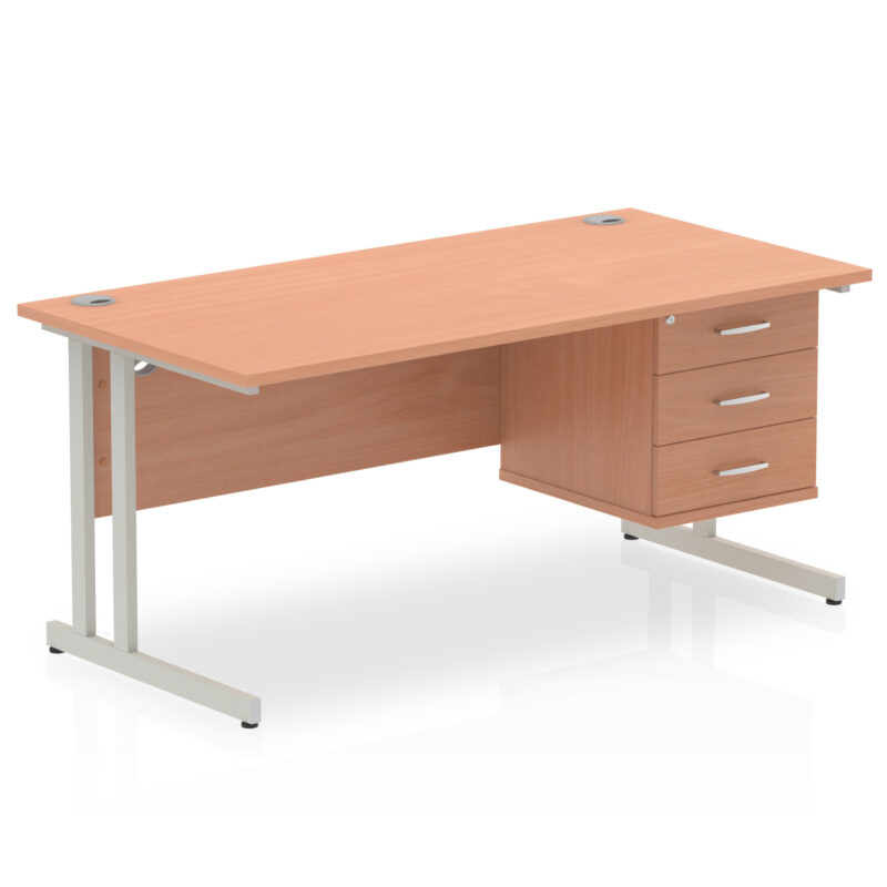 Pace 1600mm Cantilever Straight Desk With Single Fixed Pedestal - Image 26