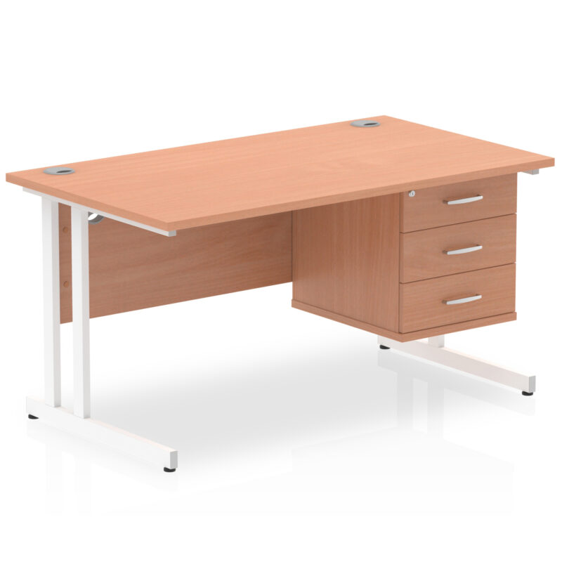Pace 1400mm Cantilever Straight Desk With Single Fixed Pedestal - Image 10