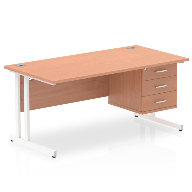 Pace 1600mm Cantilever Straight Desk With Single Fixed Pedestal - Image 4