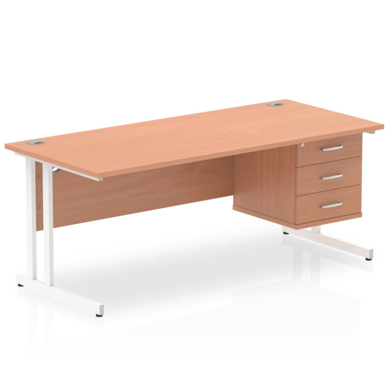 Pace 1800mm Cantilever Straight Desk With Single Fixed Pedestal - Image 4