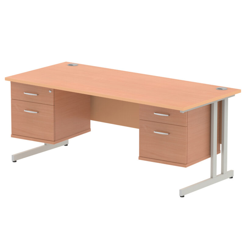 Pace 1800mm Cantilever Straight Desk With Two Fixed Pedestal - Image 26