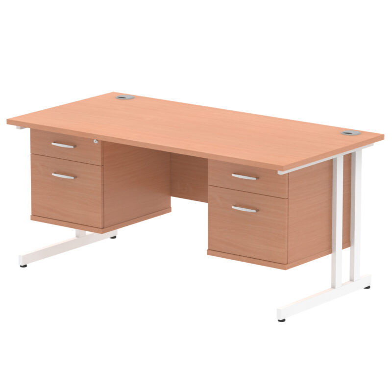 Pace 1600mm Cantilever Straight Desk With Two Fixed Pedestal - Image 2