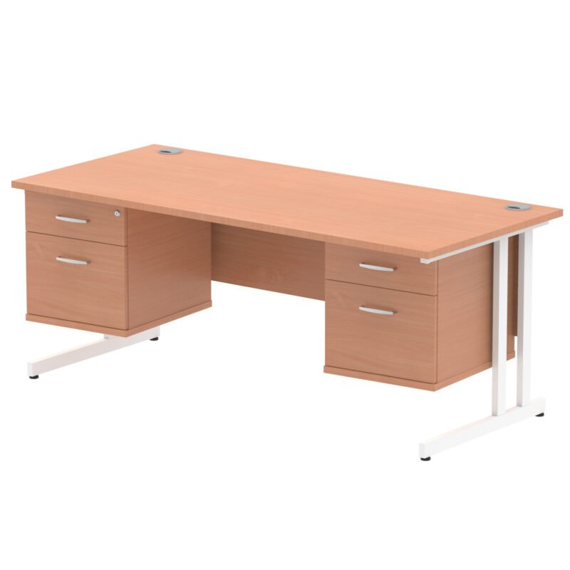 Pace 1800mm Cantilever Straight Desk With Two Fixed Pedestal - Image 3
