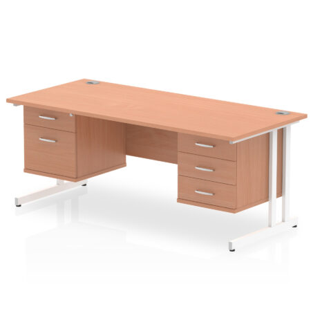 Pace 1600mm Cantilever Straight Desk With Two Fixed Pedestal