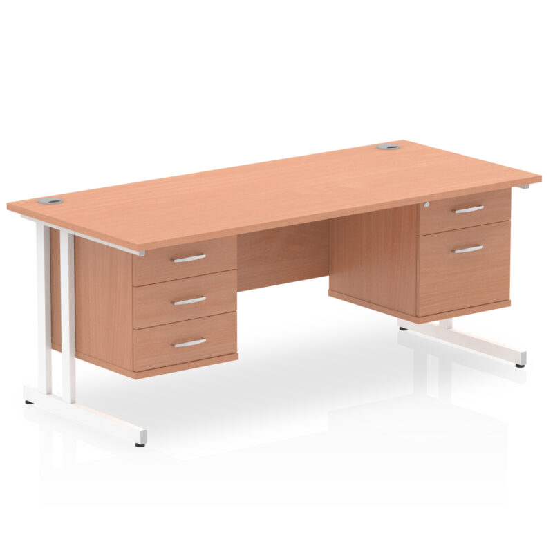 Pace 1800mm Cantilever Straight Desk With Two Fixed Pedestal - Image 2