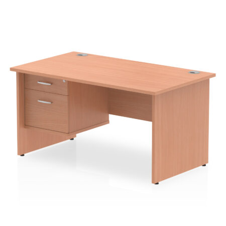 Pace 1400mm Panel End Straight Desk With Single Fixed Pedestal