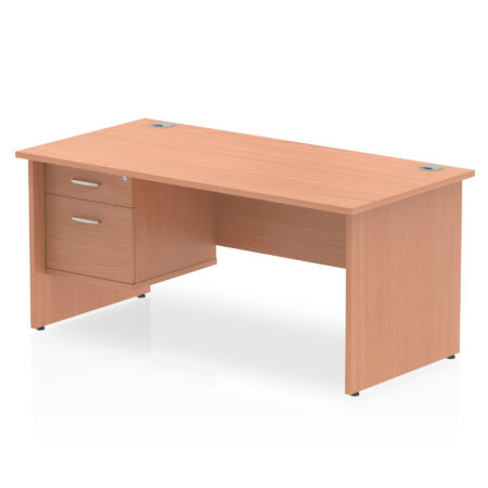 Pace 1600mm Panel End Straight Desk With Single Fixed Pedestal
