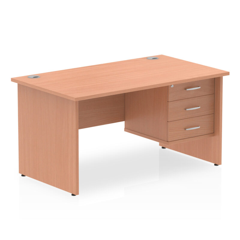 Pace 1400mm Panel End Straight Desk With Single Fixed Pedestal - Image 4