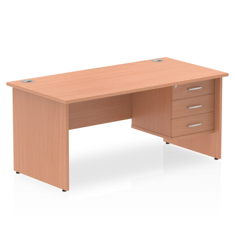 Pace 1600mm Panel End Straight Desk With Single Fixed Pedestal - Image 4