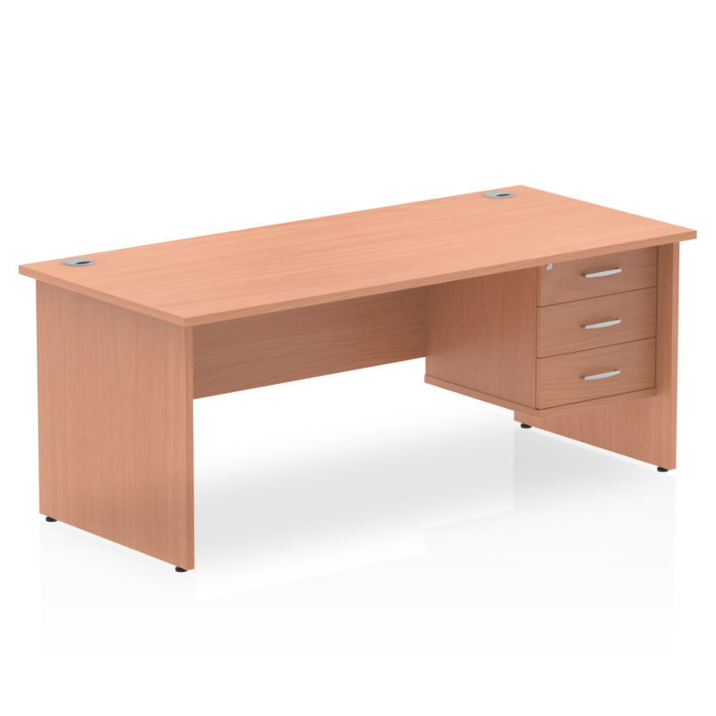 Pace 1800mm Panel End Straigh Desk With Single Fixed Pedestal - Image 4