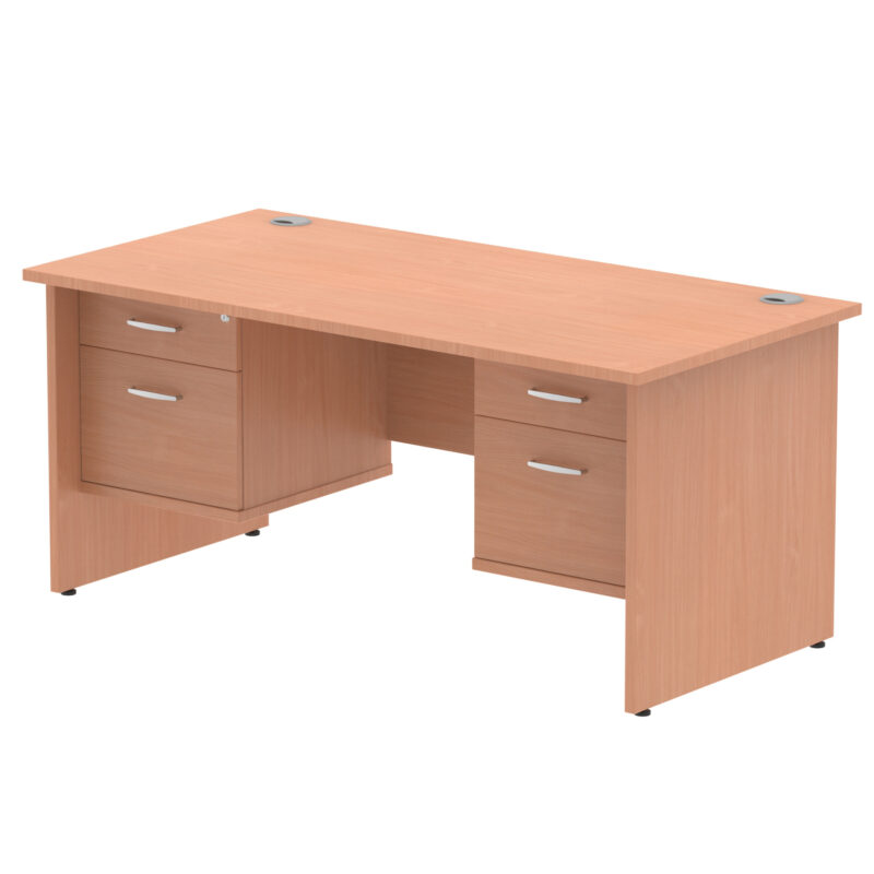 Pace 1600mm Panel End Straight Desk With Two Fixed Pedestal