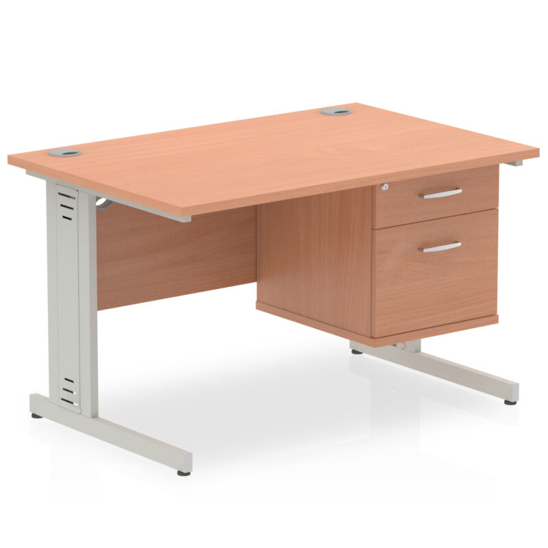 Pace 1200mm Cable Managed Straight Desk With Single Fixed Pedestal - Image 2