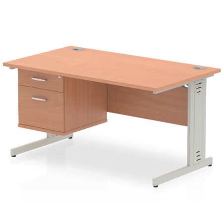 Pace 1400mm Cable Managed Straight Desk With Single Fixed Pedestal