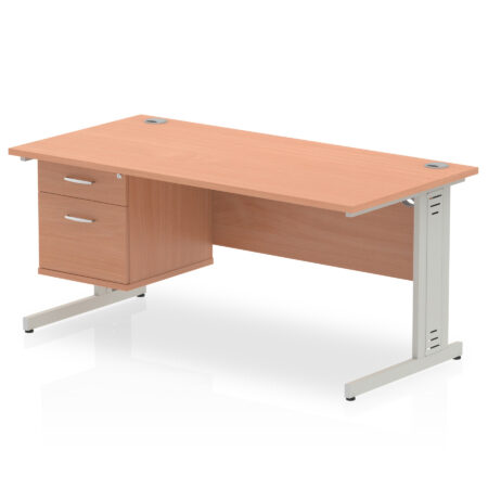 Pace 1600mm Cable Managed Straight Desk With Single Fixed Pedestal