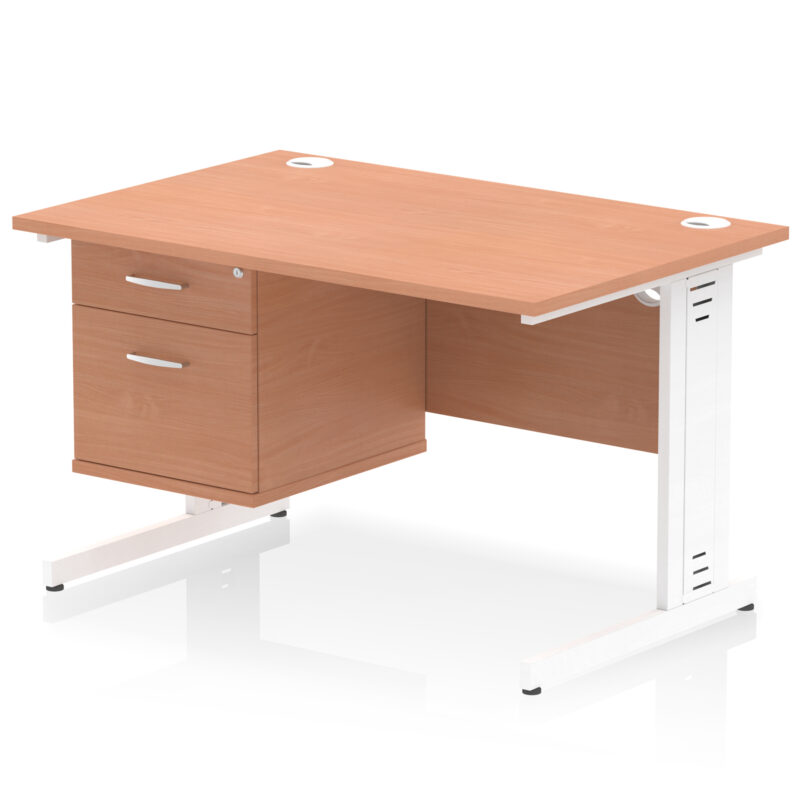 Pace 1200mm Cable Managed Straight Desk With Single Fixed Pedestal - Image 5