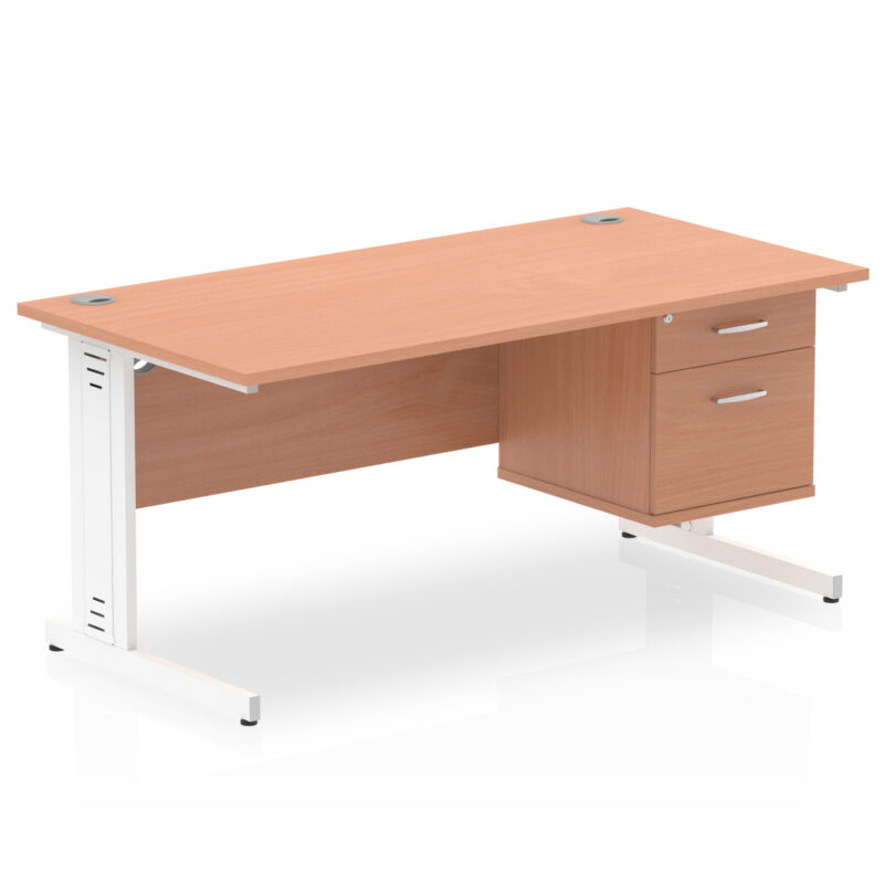 Pace 1600mm Cable Managed Straight Desk With Single Fixed Pedestal - Image 6