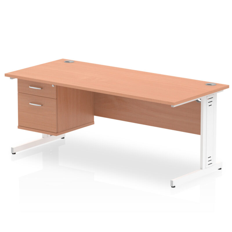 Pace 1800mm Cable Managed Straight Desk With Single Fixed Pedestal - Image 3