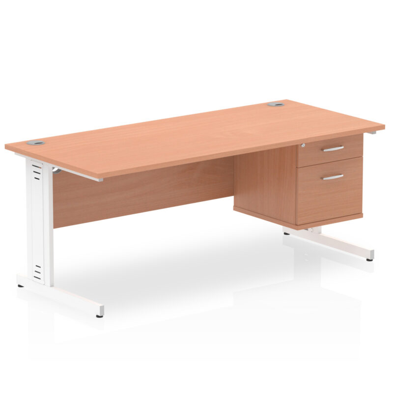 Pace 1800mm Cable Managed Straight Desk With Single Fixed Pedestal - Image 4