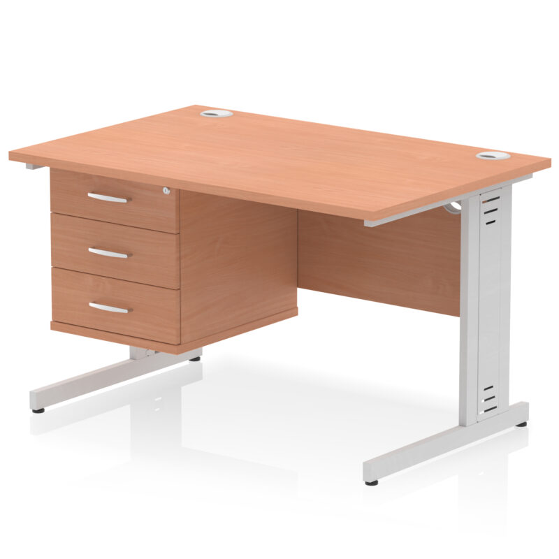 Pace 1200mm Cable Managed Straight Desk With Single Fixed Pedestal - Image 3