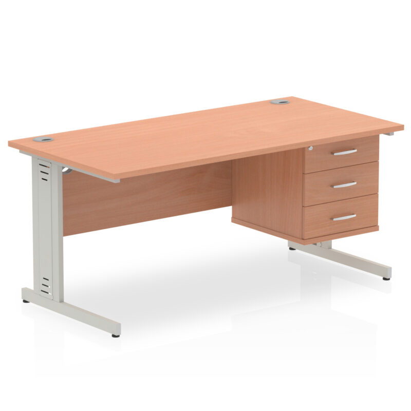 Pace 1600mm Cable Managed Straight Desk With Single Fixed Pedestal - Image 4