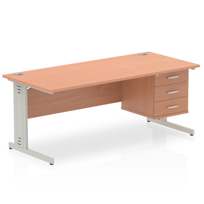 Pace 1800mm Cable Managed Straight Desk With Single Fixed Pedestal - Image 6