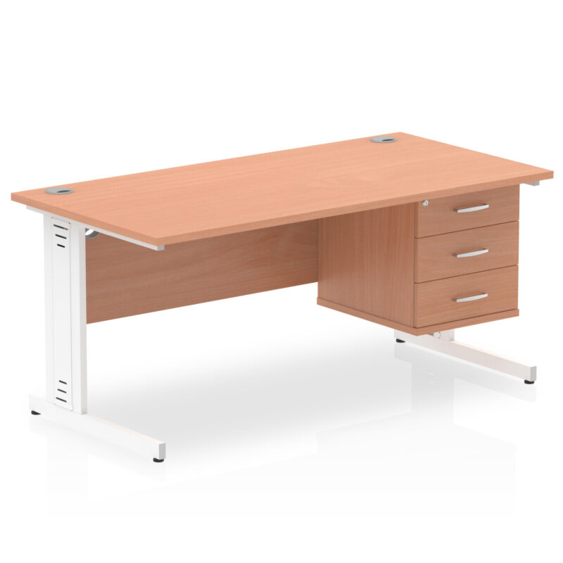Pace 1600mm Cable Managed Straight Desk With Single Fixed Pedestal - Image 8