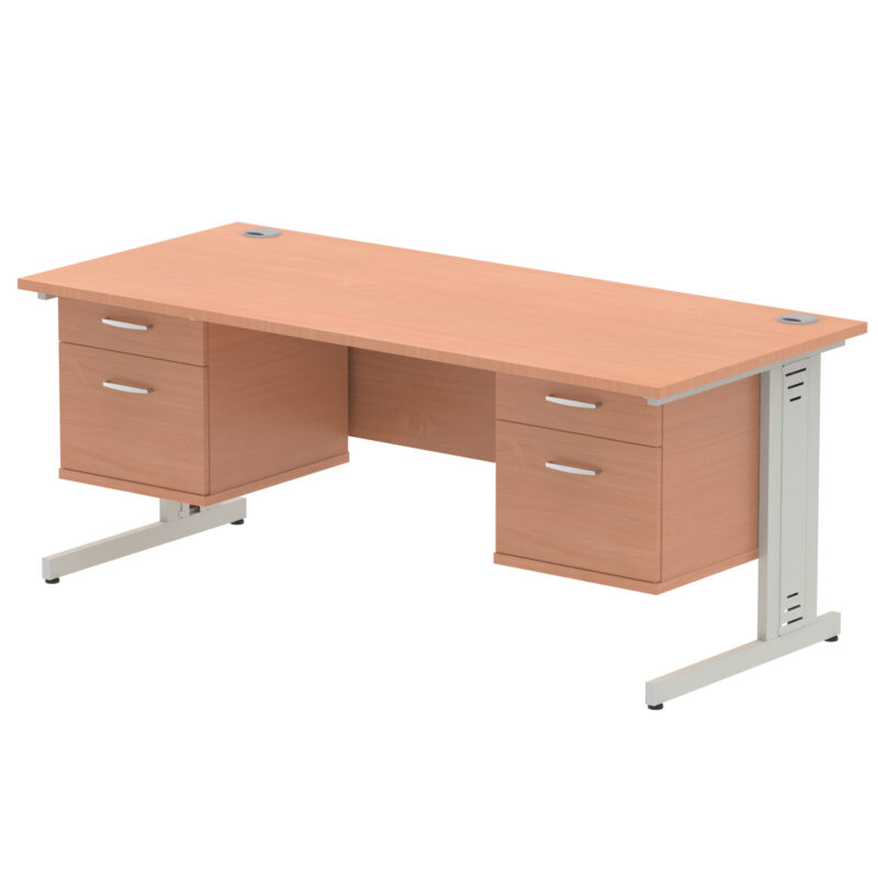 Pace 1800mm Cable Managed Straight Desk With Two Fixed Pedestal - Image 5
