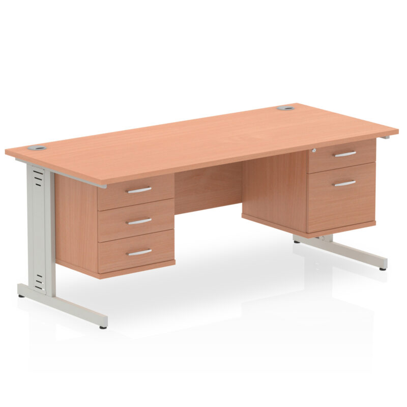 Pace 1600mm Cable Managed Straight Desk With Two Fixed Pedestal - Image 2