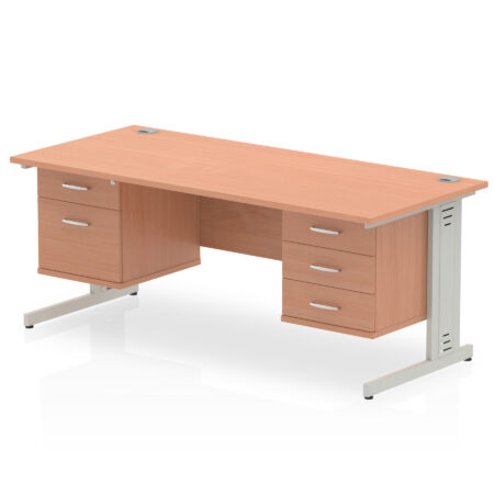 Pace 1800mm Cable Managed Straight Desk With Two Fixed Pedestal