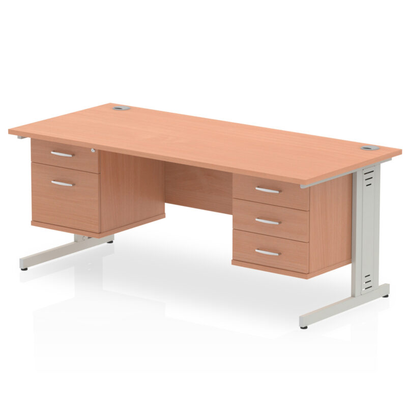 Pace 1800mm Cable Managed Straight Desk With Two Fixed Pedestal