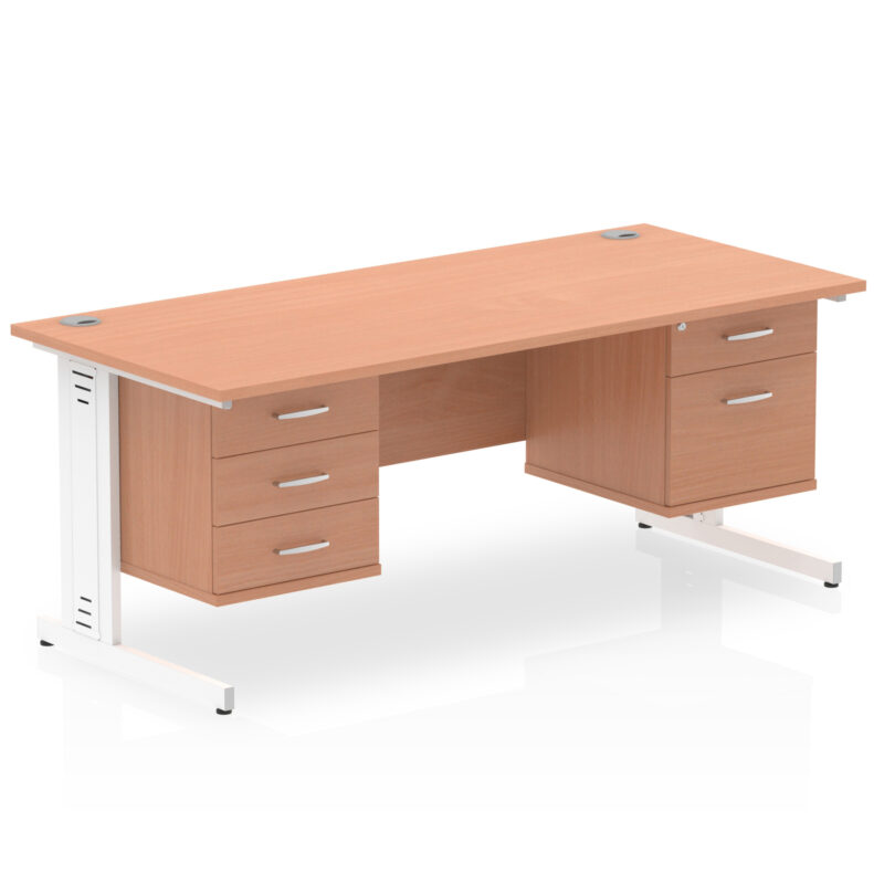 Pace 1600mm Cable Managed Straight Desk With Two Fixed Pedestal - Image 6