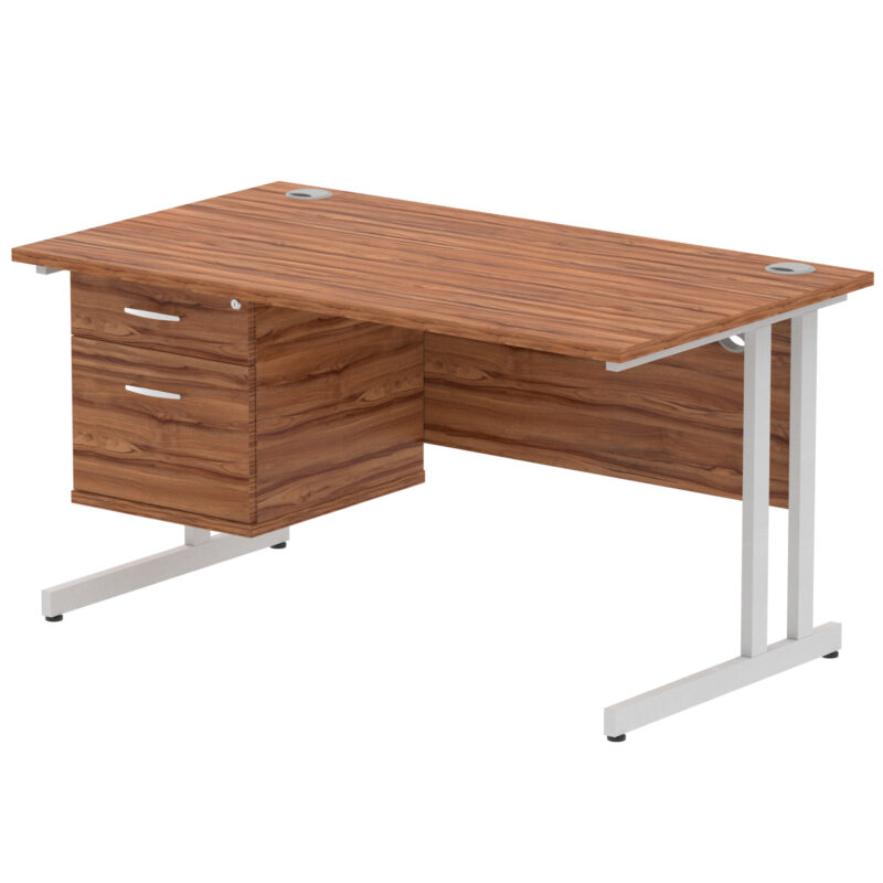 Pace 1400mm Cantilever Straight Desk With Single Fixed Pedestal - Image 99