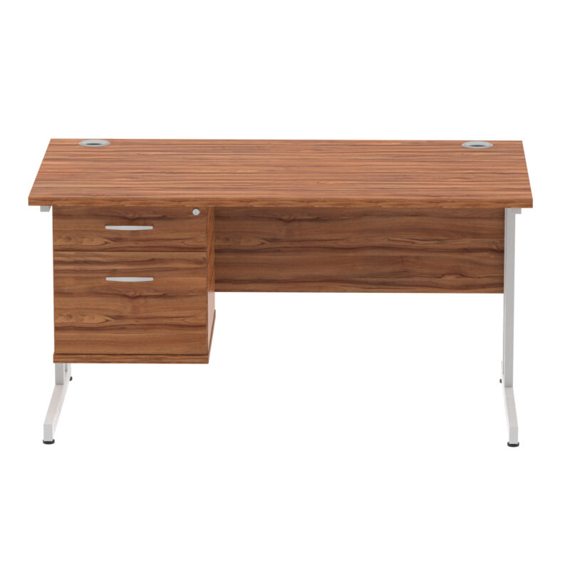 Pace 1400mm Cantilever Straight Desk With Single Fixed Pedestal - Image 100