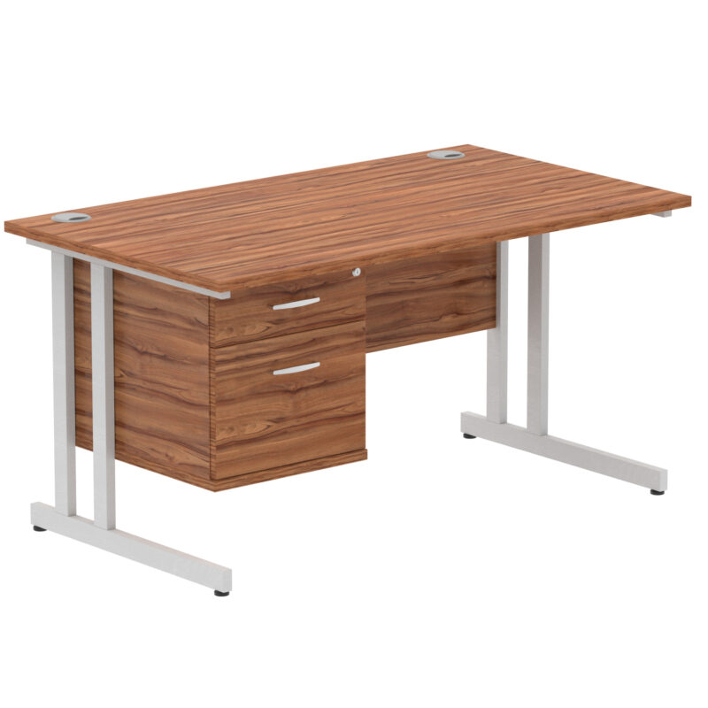 Pace 1400mm Cantilever Straight Desk With Single Fixed Pedestal - Image 101