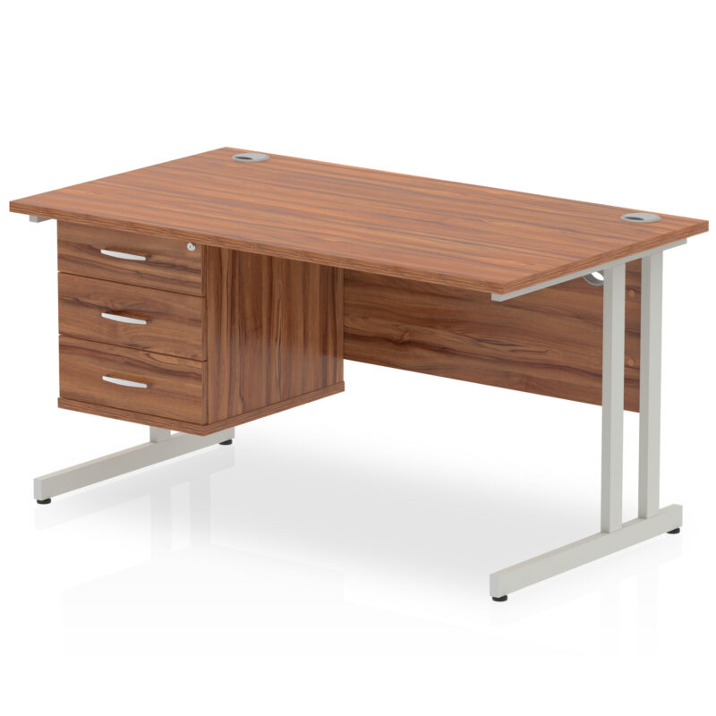 Pace 1400mm Cantilever Straight Desk With Single Fixed Pedestal - Image 107