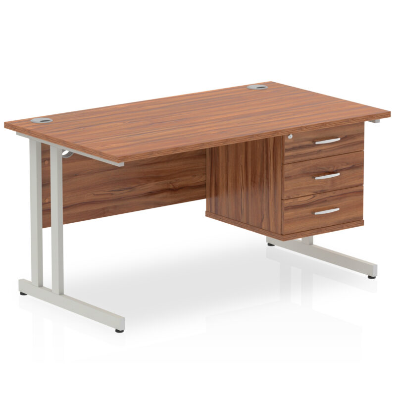 Pace 1400mm Cantilever Straight Desk With Single Fixed Pedestal - Image 108
