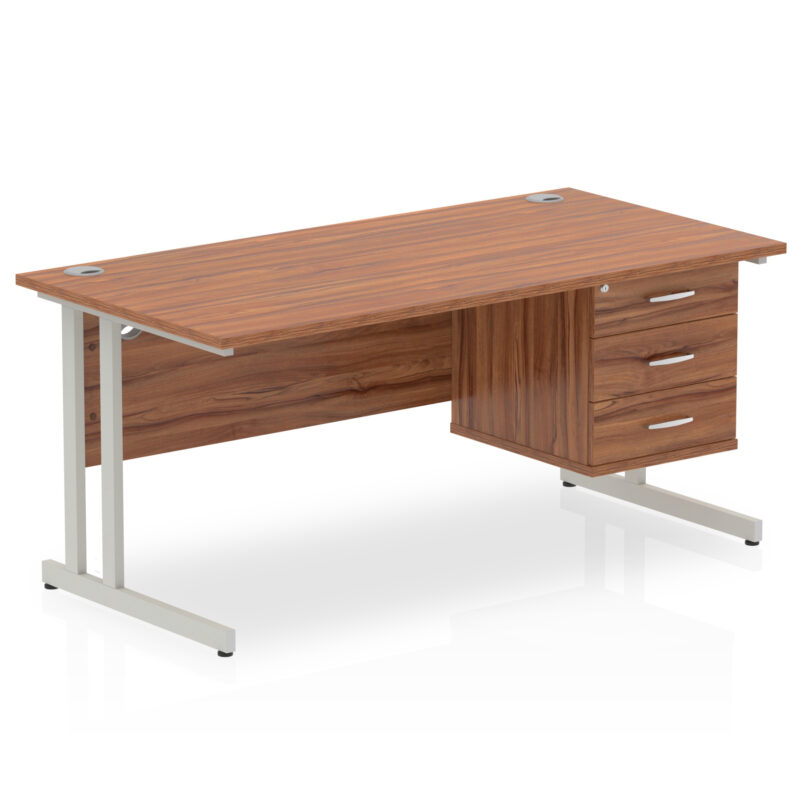 Pace 1600mm Cantilever Straight Desk With Single Fixed Pedestal - Image 40