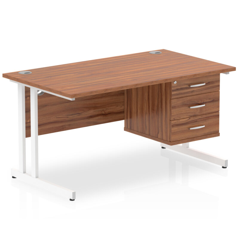 Pace 1400mm Cantilever Straight Desk With Single Fixed Pedestal - Image 49