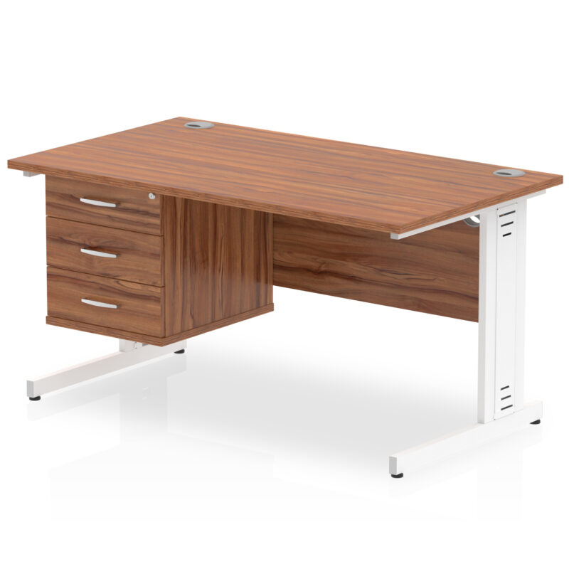 Pace 1400mm Cable Managed Straight Desk With Single Fixed Pedestal - Image 35