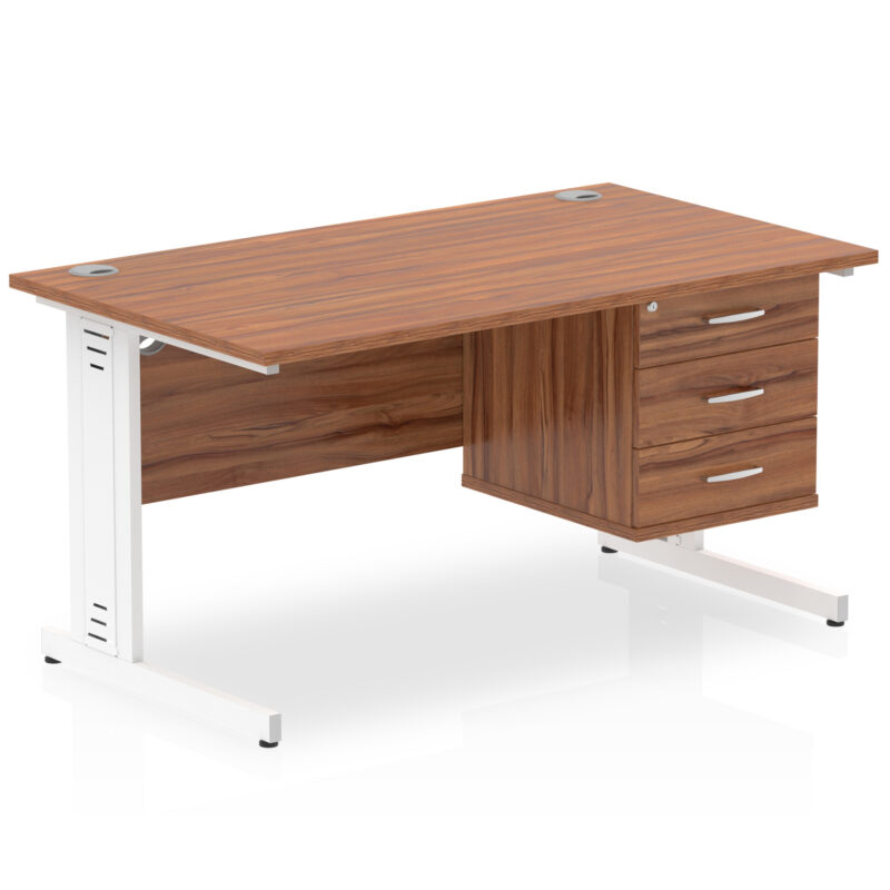 Pace 1400mm Cable Managed Straight Desk With Single Fixed Pedestal - Image 36
