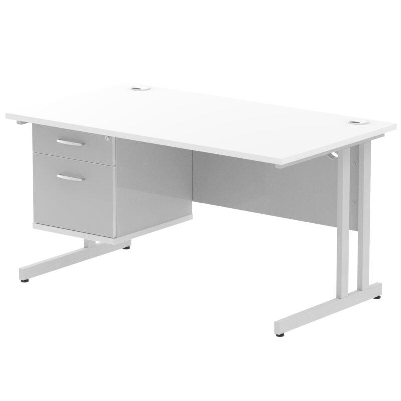 Pace 1400mm Cantilever Straight Desk With Single Fixed Pedestal - Image 109