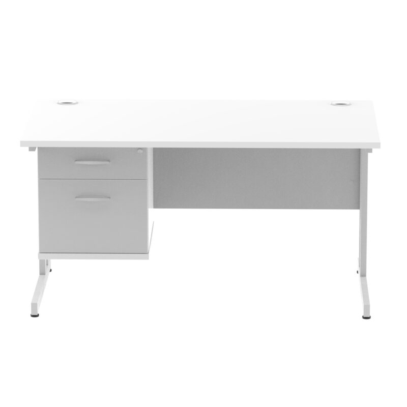 Pace 1400mm Cantilever Straight Desk With Single Fixed Pedestal - Image 110