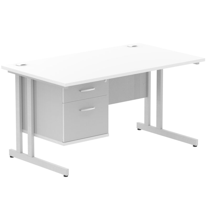 Pace 1400mm Cantilever Straight Desk With Single Fixed Pedestal - Image 111